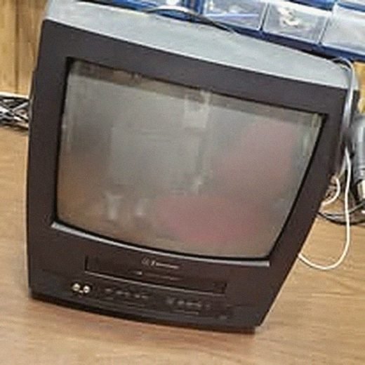 Closed CRT television unit, repaired and ready to go back to its owner